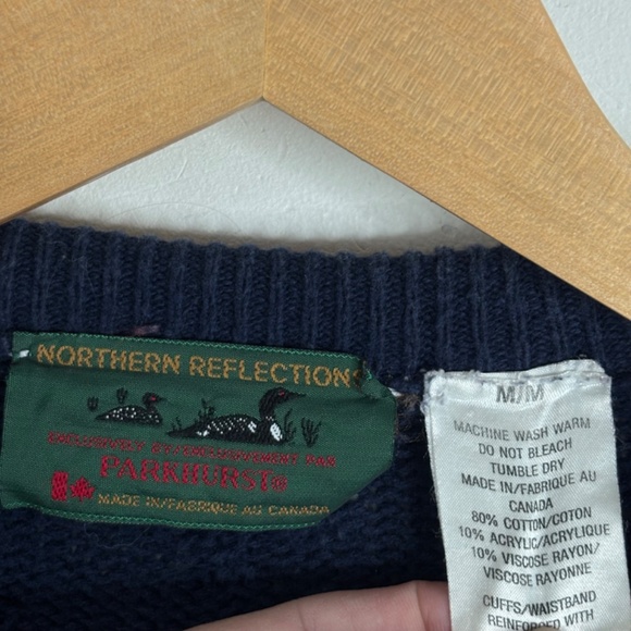 VTG 90s Granny Cardigan M Northern Reflections Navy Floral 3D Texture Cottage - Picture 5 of 9